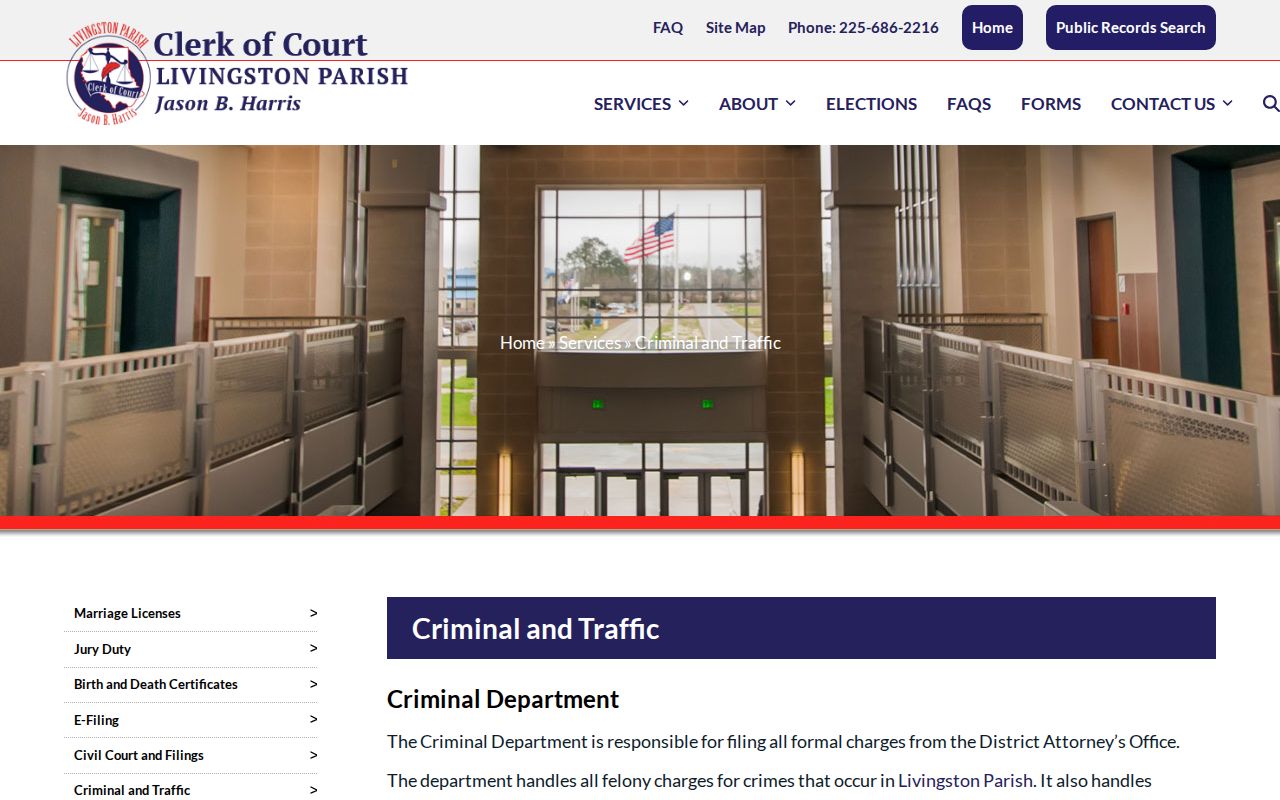 Livingston Parish criminal court cases Criminal Department page