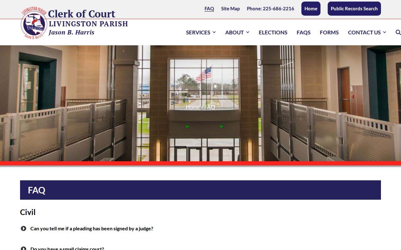 Livingston Parish criminal court cases clerk FAQ