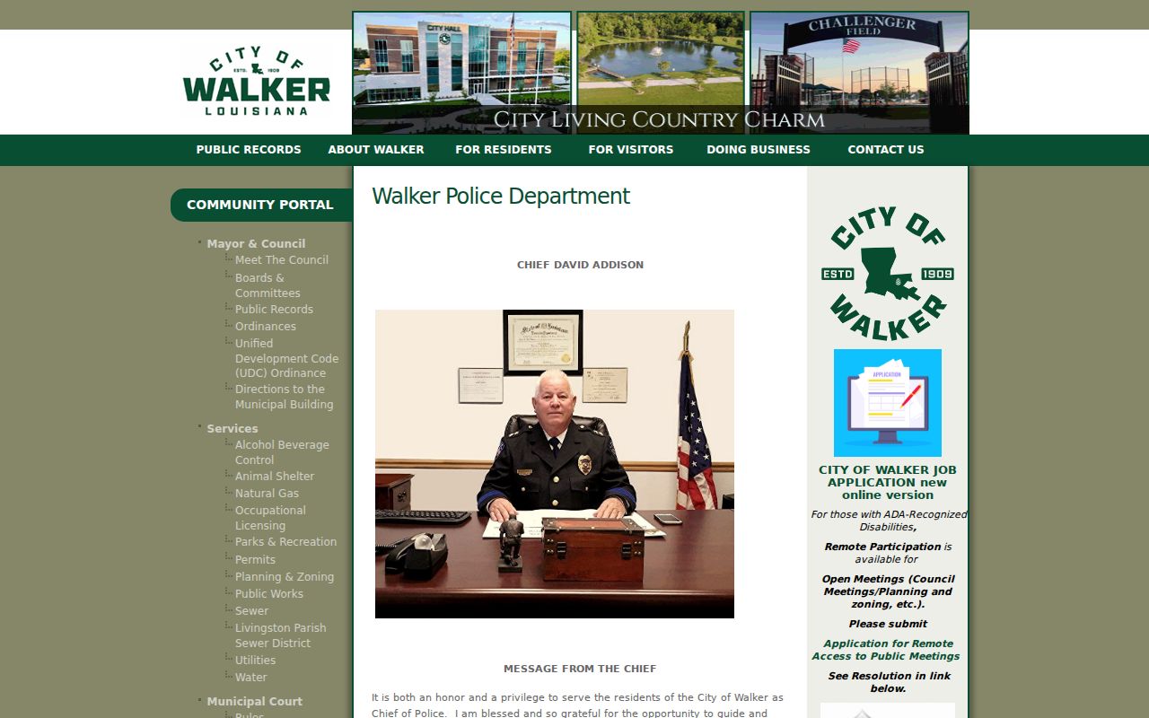 Official Walker Police Department webpage